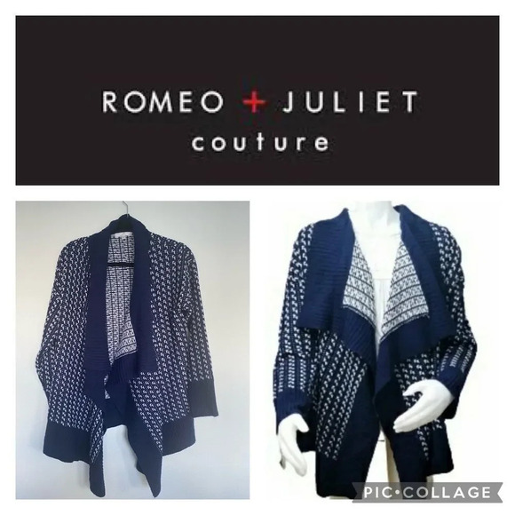 💕ROMEO AND JULIET COUTURE💕 blue white open cardigan - Picture 1 of 9